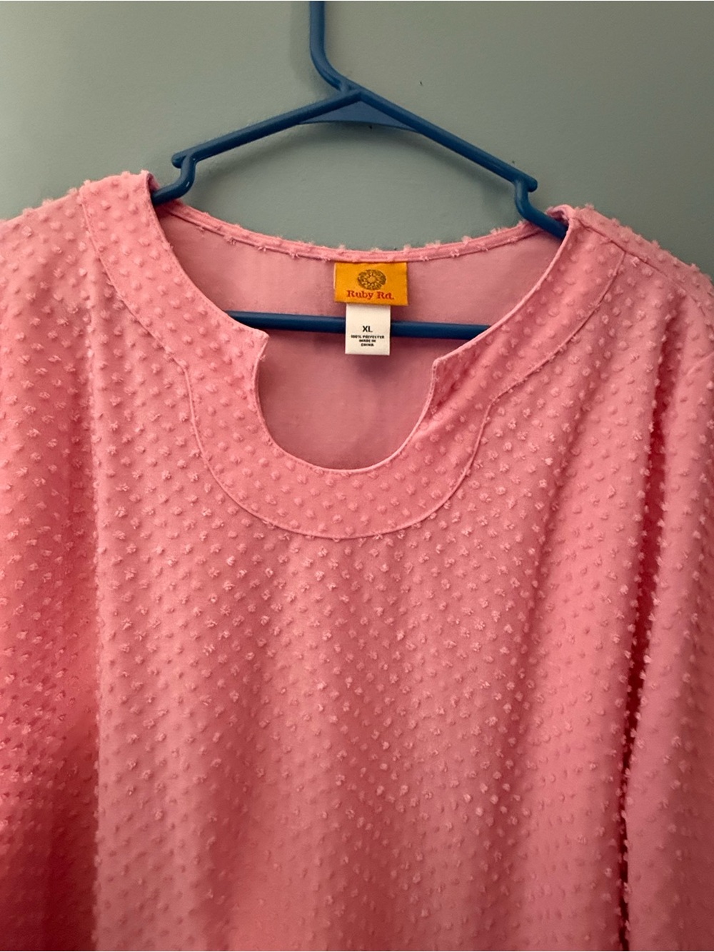 Ruby Rd. Soft Pink Dotted Scoop-Neck Pullover